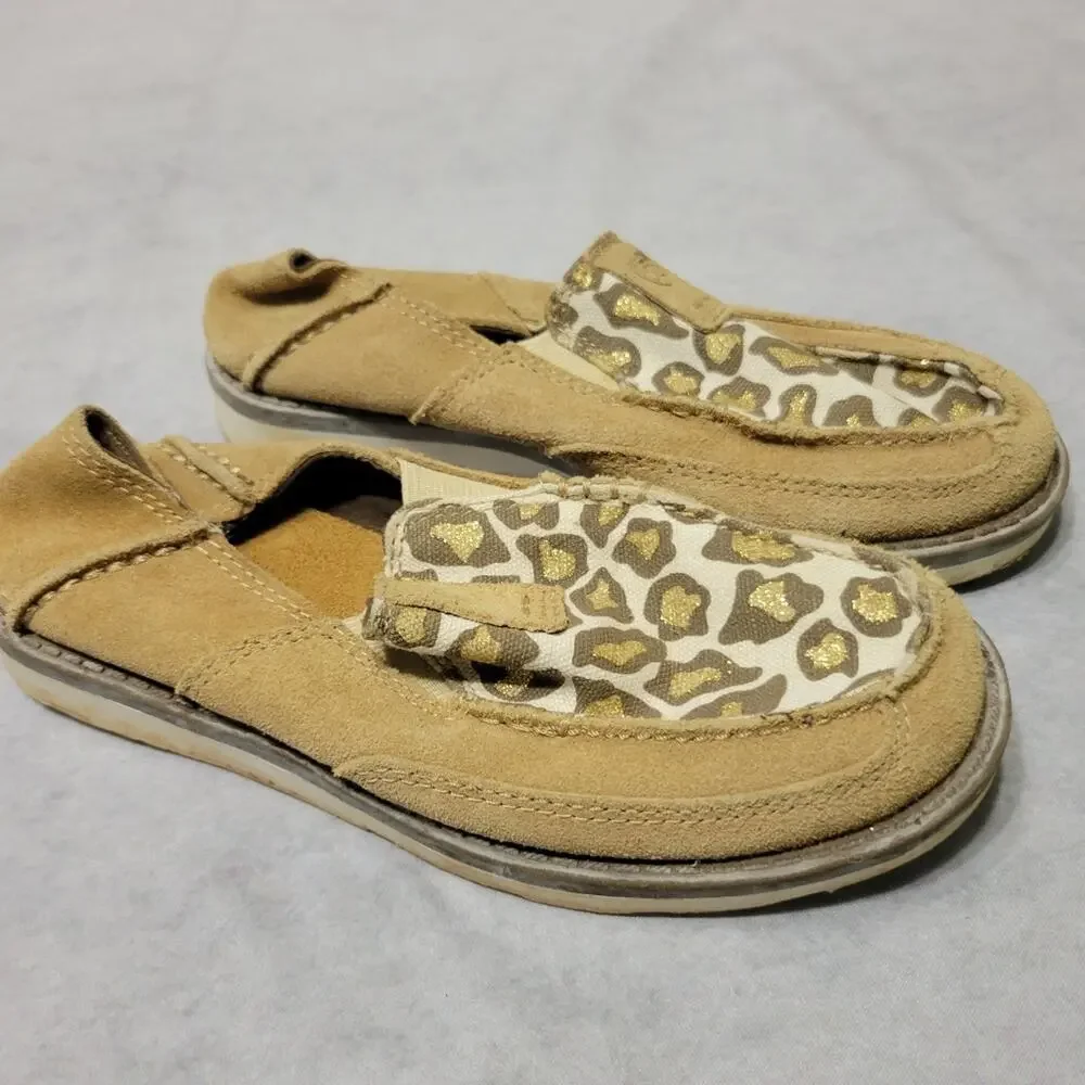 Ariat Cruiser Shoes Girls Sz 13 Leopard Print Suede Leather Slip On Flat Loafers